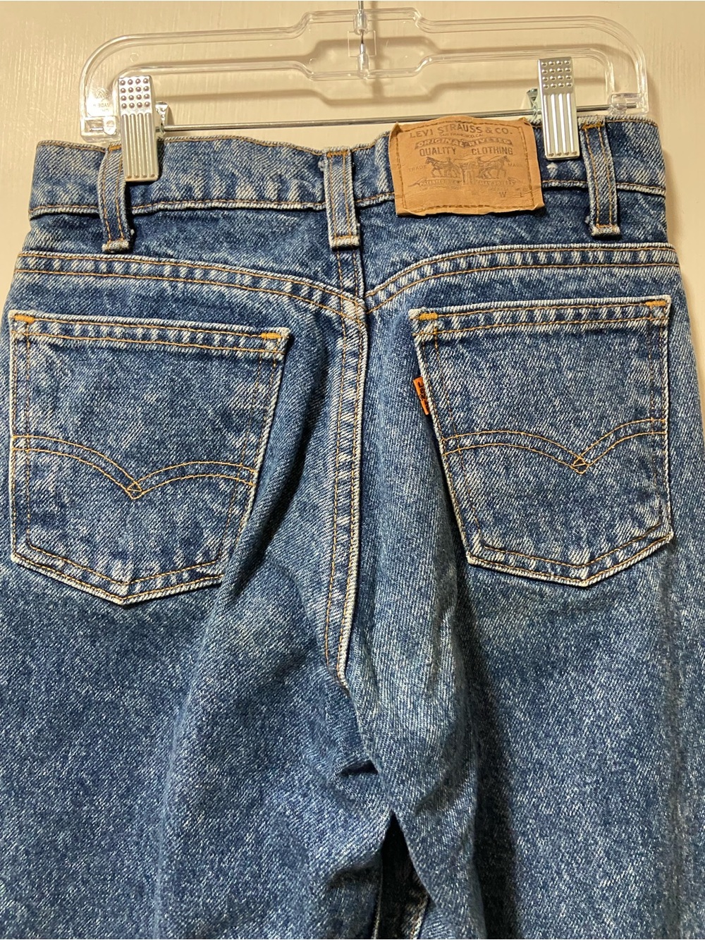 Orange tan Levi's Men's 26x 32 Washed Blue Jeans